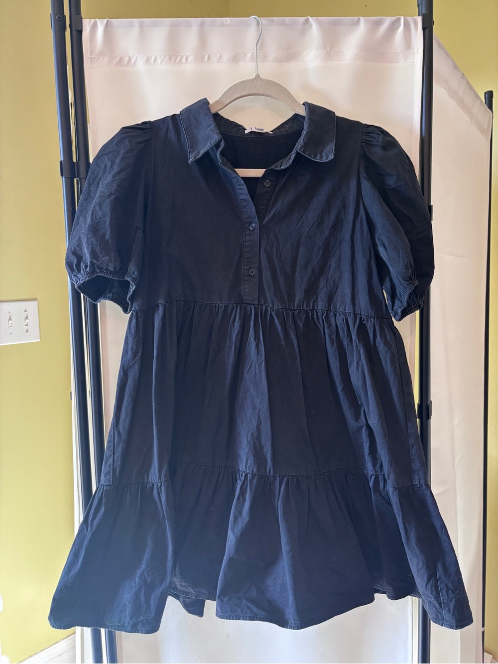 TCEC Black Button-Front Tiered Dress